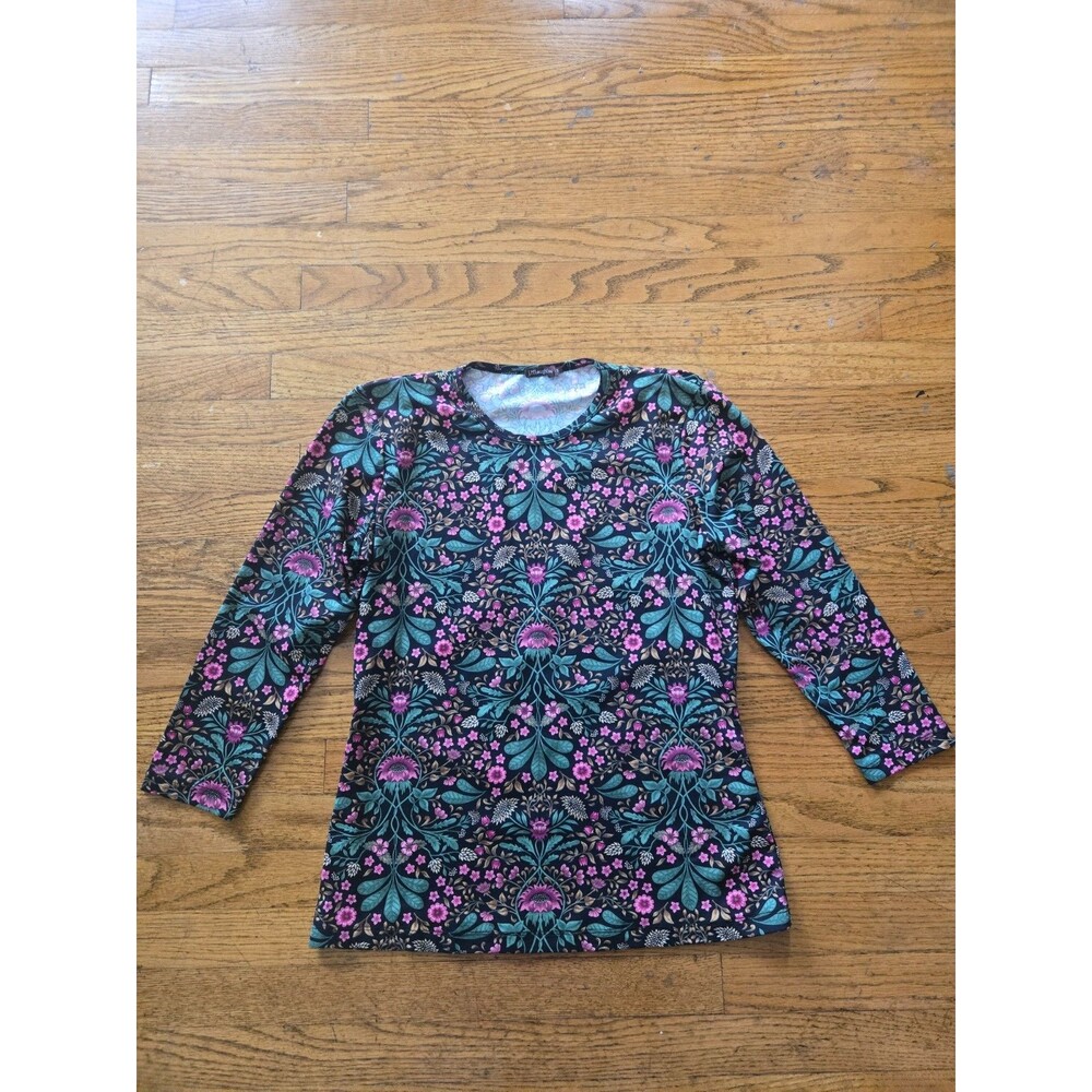 J. McLaughlin Stretch Catalina Cloth Floral Print Top 3/4 Womens Small